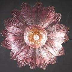 Graceful Pink Amethyst Murano Glass Leave Ceiling Light or Chandelier - 2706203