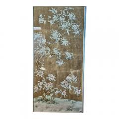 Gracie Chinoiserie Hand Painted Gracie Wallpaper Aviary Panel in Silvered - 3909585