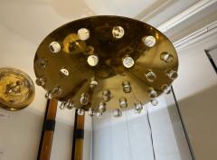 Grand French 1960s Crystal Flush Ceiling Light Midcentury - 4237433