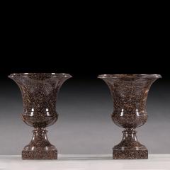 Grand Pair of Early 19th Century Swedish Blyberg Porphyry Campana Urns - 4736211