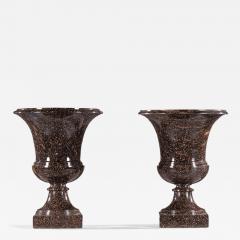 Grand Pair of Early 19th Century Swedish Blyberg Porphyry Campana Urns - 4737901