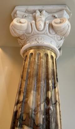 Grand Pair of Italian Carved Marble Columns Breccia Violetta and Carrara - 4593695