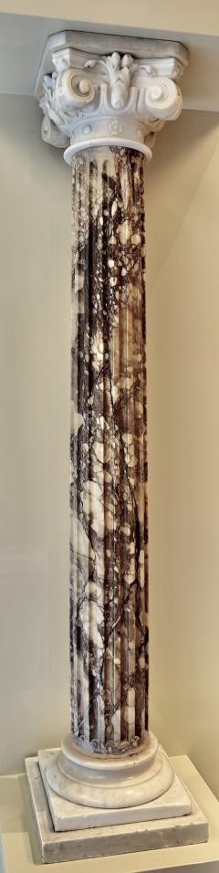 Grand Pair of Italian Carved Marble Columns Breccia Violetta and Carrara - 4593696