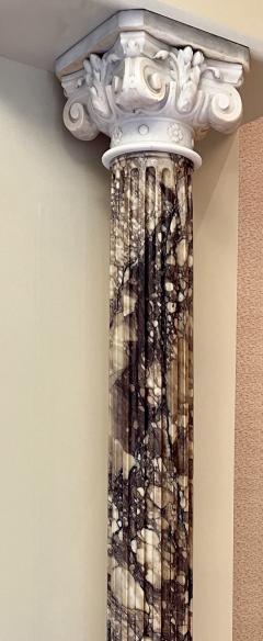 Grand Pair of Italian Carved Marble Columns Breccia Violetta and Carrara - 4593697