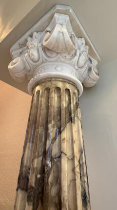 Grand Pair of Italian Carved Marble Columns Breccia Violetta and Carrara - 4593699