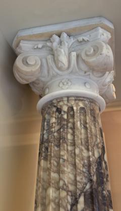 Grand Pair of Italian Carved Marble Columns Breccia Violetta and Carrara - 4593700