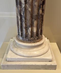 Grand Pair of Italian Carved Marble Columns Breccia Violetta and Carrara - 4593701
