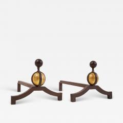 Grand Pair of Wrought Iron Andirons France ca 1950 - 4500082