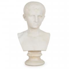 Grand Tour Antique Italian Carved Marble Bust of Young Caesar Augustus - 4503424