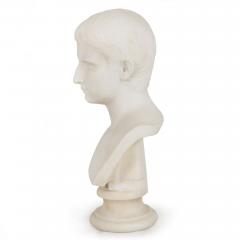 Grand Tour Antique Italian Carved Marble Bust of Young Caesar Augustus - 4503426