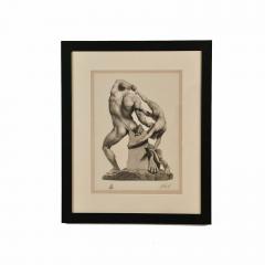 Grand Tour Engraving of Statue of Hercules and Lichas circa 1890 - 3666061