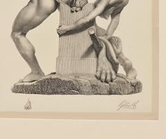 Grand Tour Engraving of Statue of Hercules and Lichas circa 1890 - 3666063
