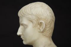 Grand Tour Italian Antique Marble Bust Sculpture Young Caesar Augustus  - 4804279