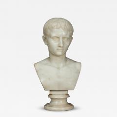 Grand Tour Italian Antique Marble Bust Sculpture Young Caesar Augustus  - 4804633