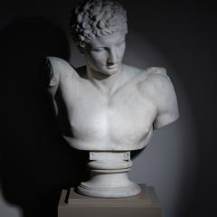 Grand Tour Marble Bust of Hermes of Olympia Italy - 4431150