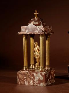 Grand Tour Style Very Decorative French Gilded Brass And Marble Clock Garniture - 3328205