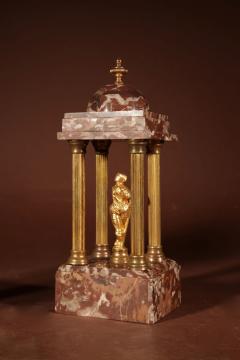 Grand Tour Style Very Decorative French Gilded Brass And Marble Clock Garniture - 3328212