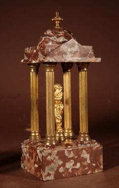 Grand Tour Style Very Decorative French Gilded Brass And Marble Clock Garniture - 3328213