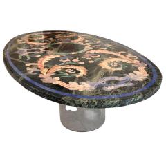 Grand Venetian Pietra Dura Oval Dining Table W Modern Lucite Base - 4239794