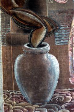 Grant Simon American Art Deco Vertical Painted Velvet Wall Hanging - 514789