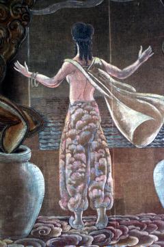 Grant Simon American Art Deco Vertical Painted Velvet Wall Hanging - 514790