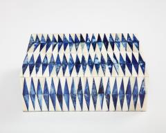 Graphic Pattern Blue Natural Bone Box - 2741559