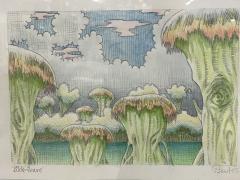 Graphite and Watercolor on Canvas by Danish Artist Peter Land - 2925758