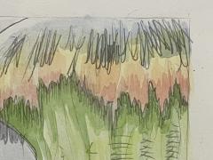 Graphite and Watercolor on Canvas by Danish Artist Peter Land - 2925764