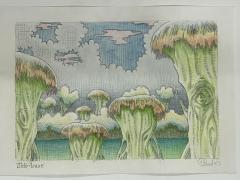 Graphite and Watercolor on Canvas by Danish Artist Peter Land - 2925767