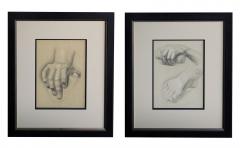 Graphite on paper two artist studies of hands and extended foot - 2127154