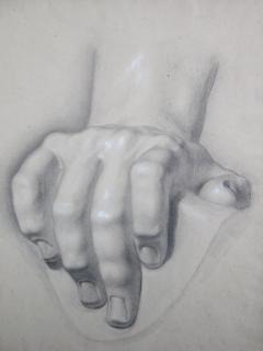 Graphite on paper two artist studies of hands and extended foot - 2127162