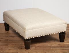 Grasscloth Upholstered Ottoman - 1658289