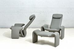 Gray Leather Lounge Chairs and Ottoman by Steve Leonard for Brayton Intl 1980 - 2921526