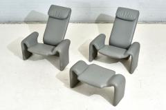 Gray Leather Lounge Chairs and Ottoman by Steve Leonard for Brayton Intl 1980 - 2921529