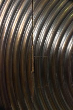 Gray Metal Circle Design 4 Fold Screen - 4161465