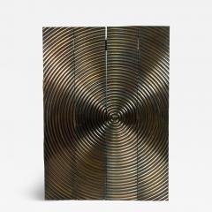 Gray Metal Circle Design 4 Fold Screen - 4164606