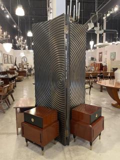 Gray Metal Circle Design 4 Fold Screen - 4161468