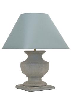 Gray Urn Shaped Wood Lamp - 3914838