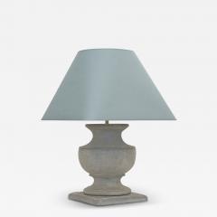 Gray Urn Shaped Wood Lamp - 3917202