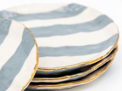 Gray and white Striped clay petit dish with Gilding - 2018771