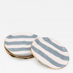 Gray and white Striped clay petit dish with Gilding - 2021280
