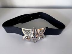 Graziella Laffi Leather Belt with Large Sterling Silver Buckles Graziella Laffi - 3113005