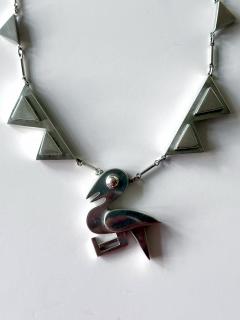 Graziella Laffi Modern Bird Motif Sterling Silver Necklace and Earrings Set Graziella Laffi - 4179427