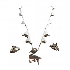 Graziella Laffi Modern Bird Motif Sterling Silver Necklace and Earrings Set Graziella Laffi - 4185533