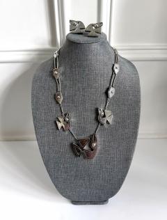 Graziella Laffi Modern Bird Motif Sterling Silver Necklace and Earrings Set Graziella Laffi - 4183948