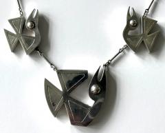 Graziella Laffi Modern Bird Motif Sterling Silver Necklace and Earrings Set Graziella Laffi - 4183949