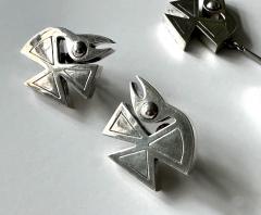 Graziella Laffi Modern Bird Motif Sterling Silver Necklace and Earrings Set Graziella Laffi - 4183954