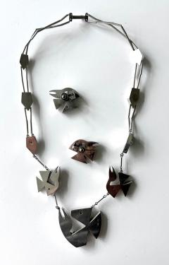 Graziella Laffi Modern Bird Motif Sterling Silver Necklace and Earrings Set Graziella Laffi - 4183955
