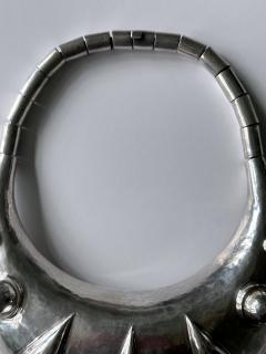 Graziella Laffi Sculptural Sterling Silver Choker Necklace and Earrings Set by Graziella Laffi - 4180342
