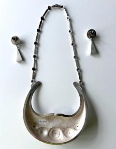 Graziella Laffi Sculptural Sterling Silver Necklace and Earrings Set by Graziella Laffi - 4191274